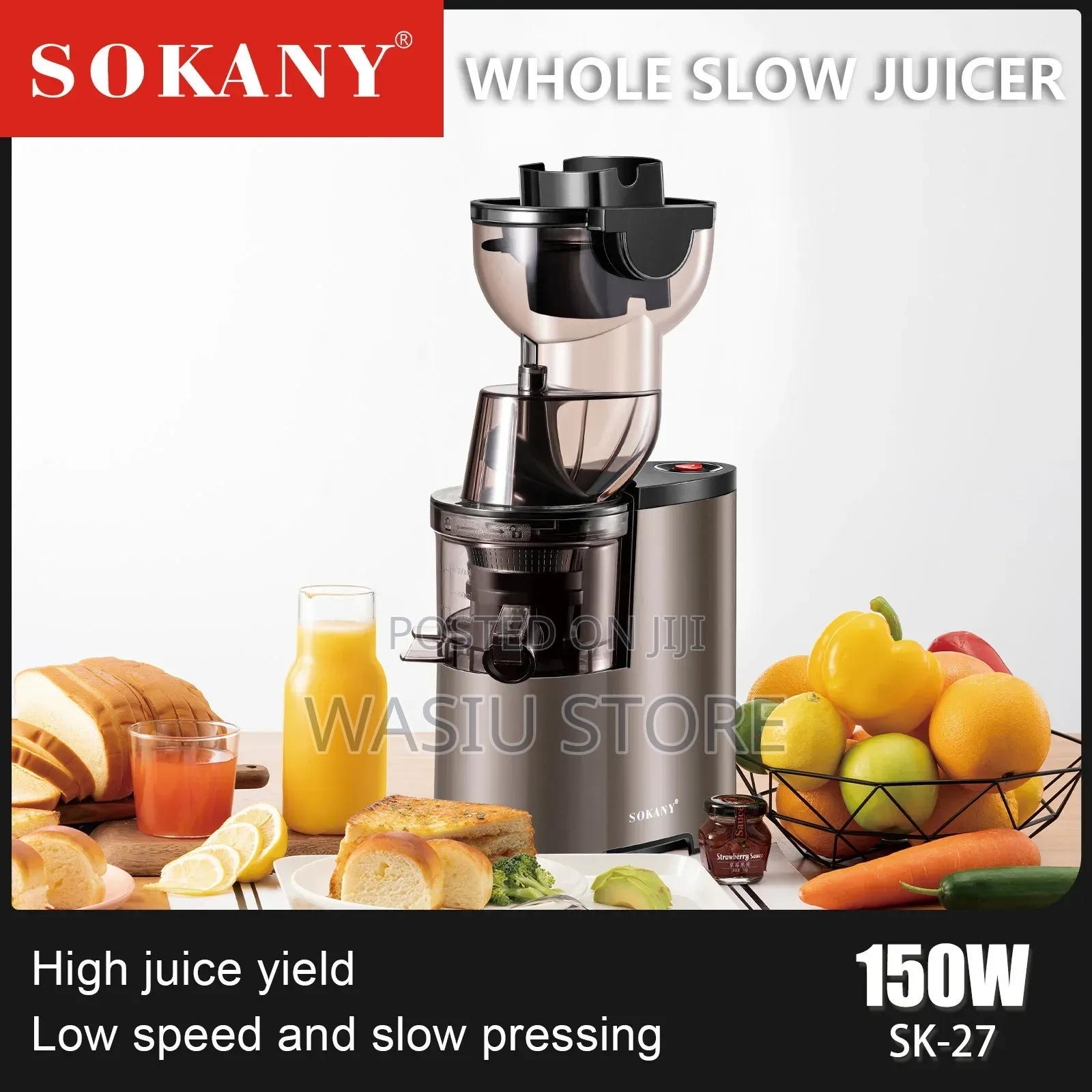 Sokany Sk-27 Juicer With High Juice Yield and Slow Pressing
