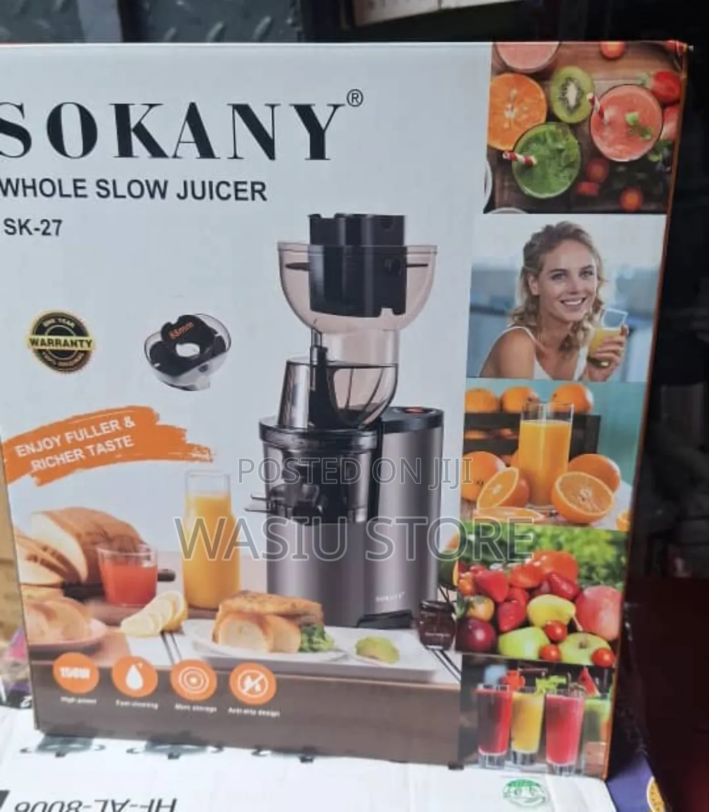 Sokany Sk-27 Juicer With High Juice Yield and Slow Pressing