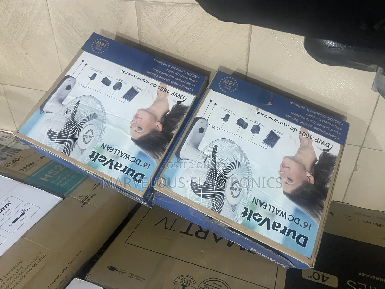 Brand New Duravolt. 16inch Solar Wall Fan With Adaptor