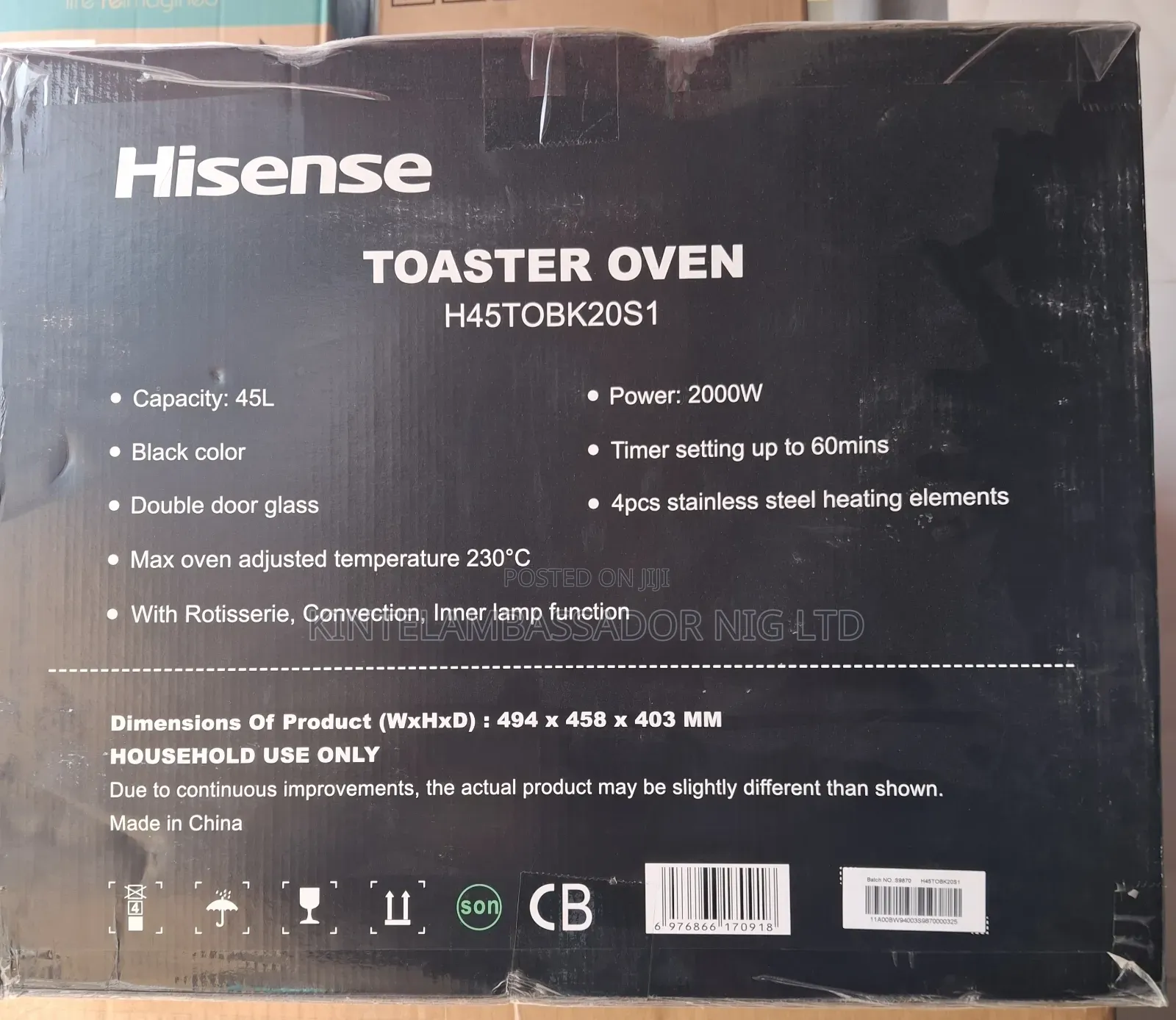 Hisense Toaster Oven - 45l - H45tobk20s1