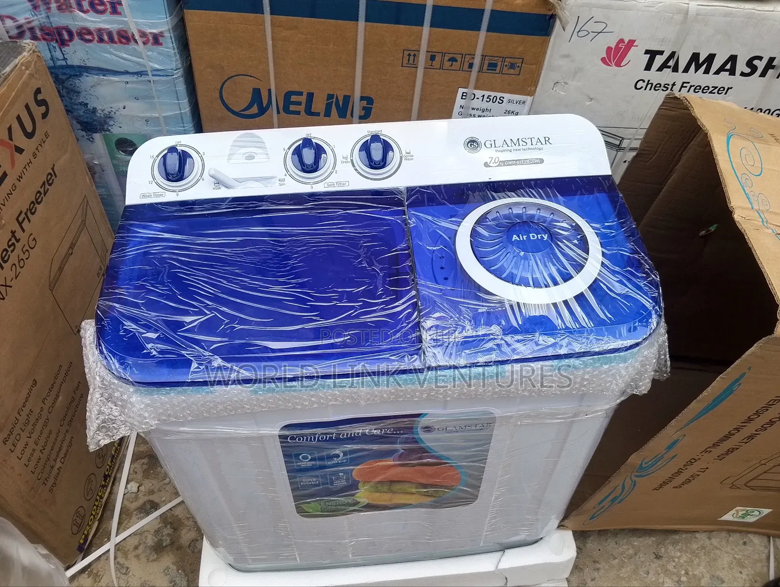Glamstar Twin Tub Washing Machine 7kg, Low Power Consumption