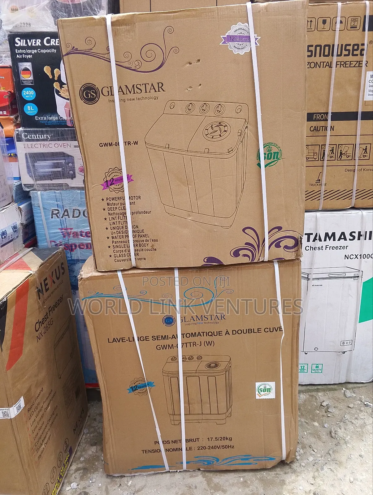 Glamstar Twin Tub Washing Machine 7kg, Low Power Consumption