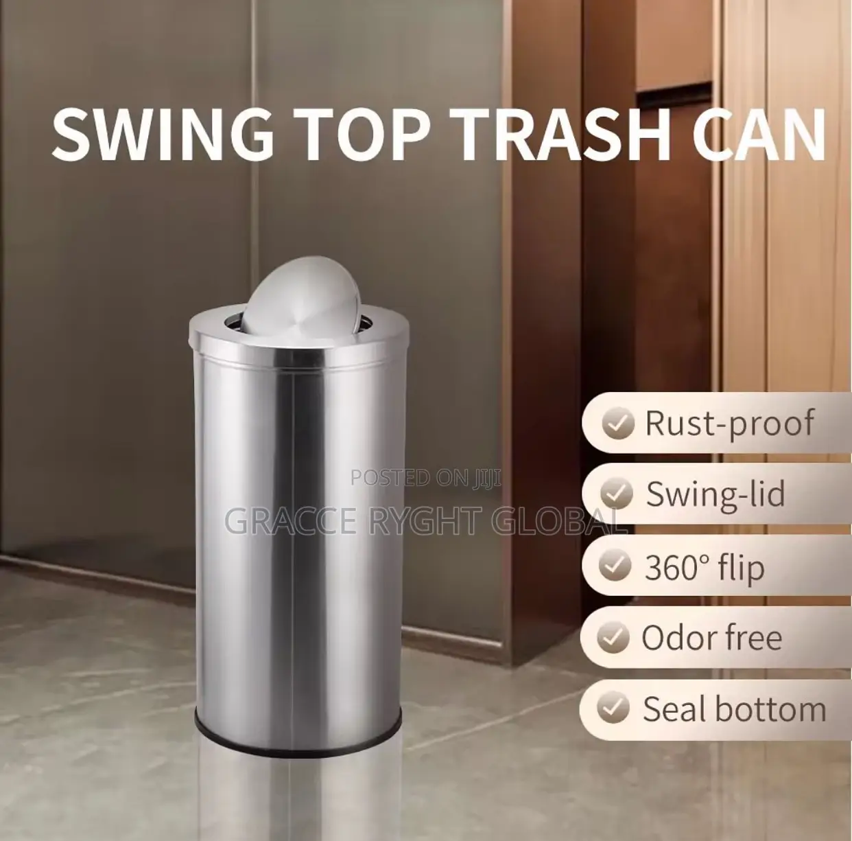 10l Stainless Swing Top Waste Bin
