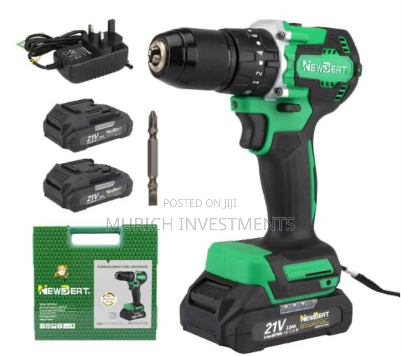 21v Cordless Impact Drill 120nm Torque,2 Batteries,Purepower