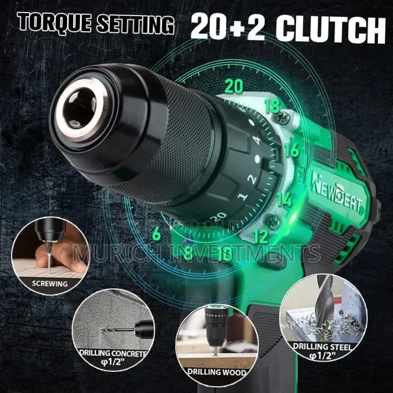 Newbeat 21v Brushless Impact Drill 60nm Torque Dual Battery