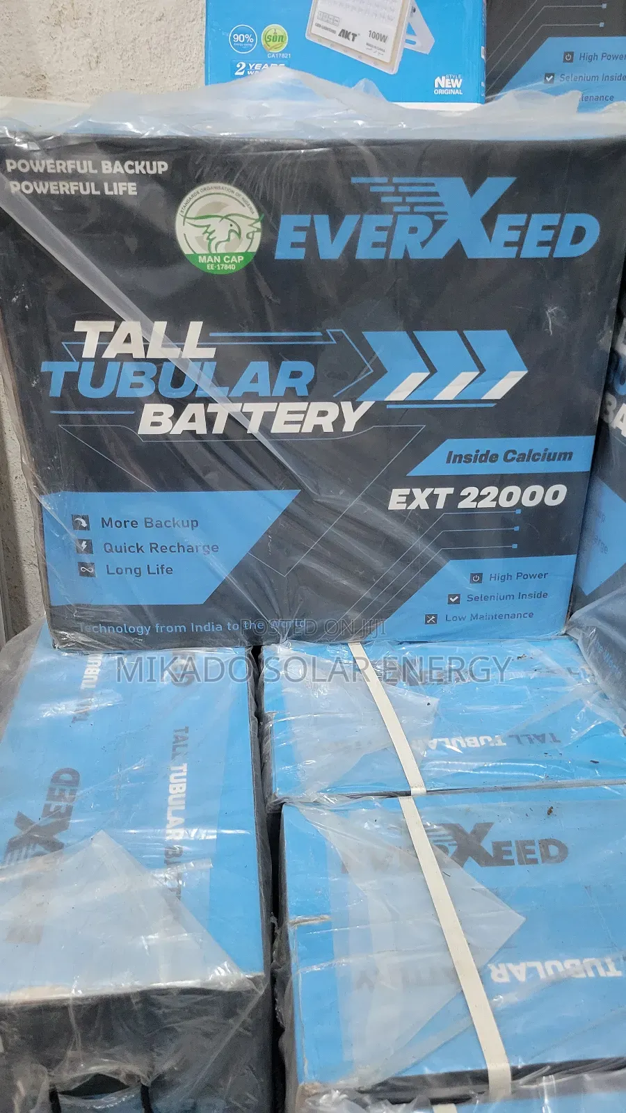 220ah 12v Everxeed Tall Tubular Battery Carbon Inside