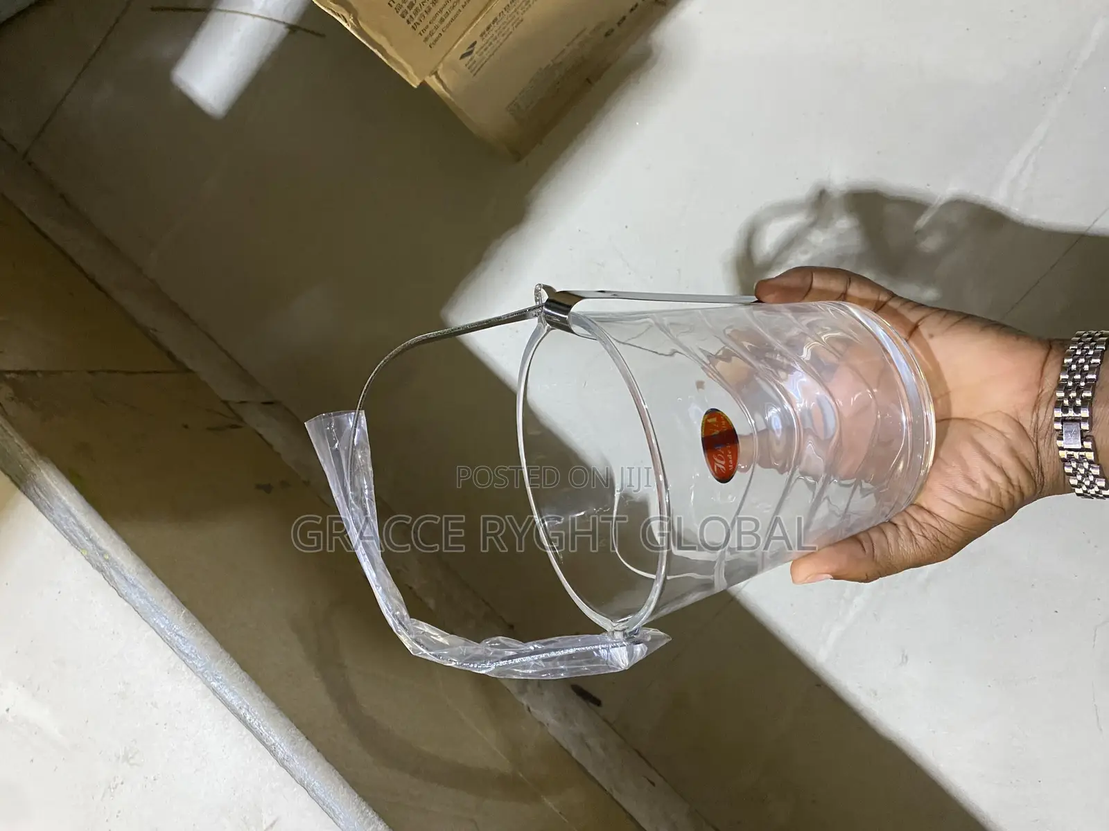 Glass Ice Bucket With Handle and Tong