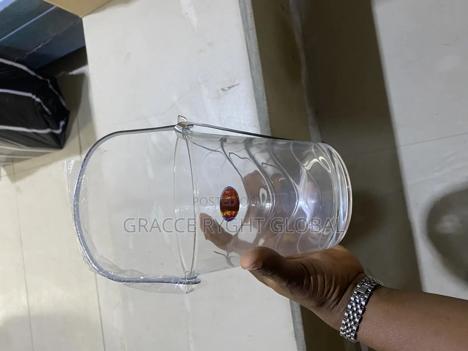 Glass Ice Bucket With Handle and Tong
