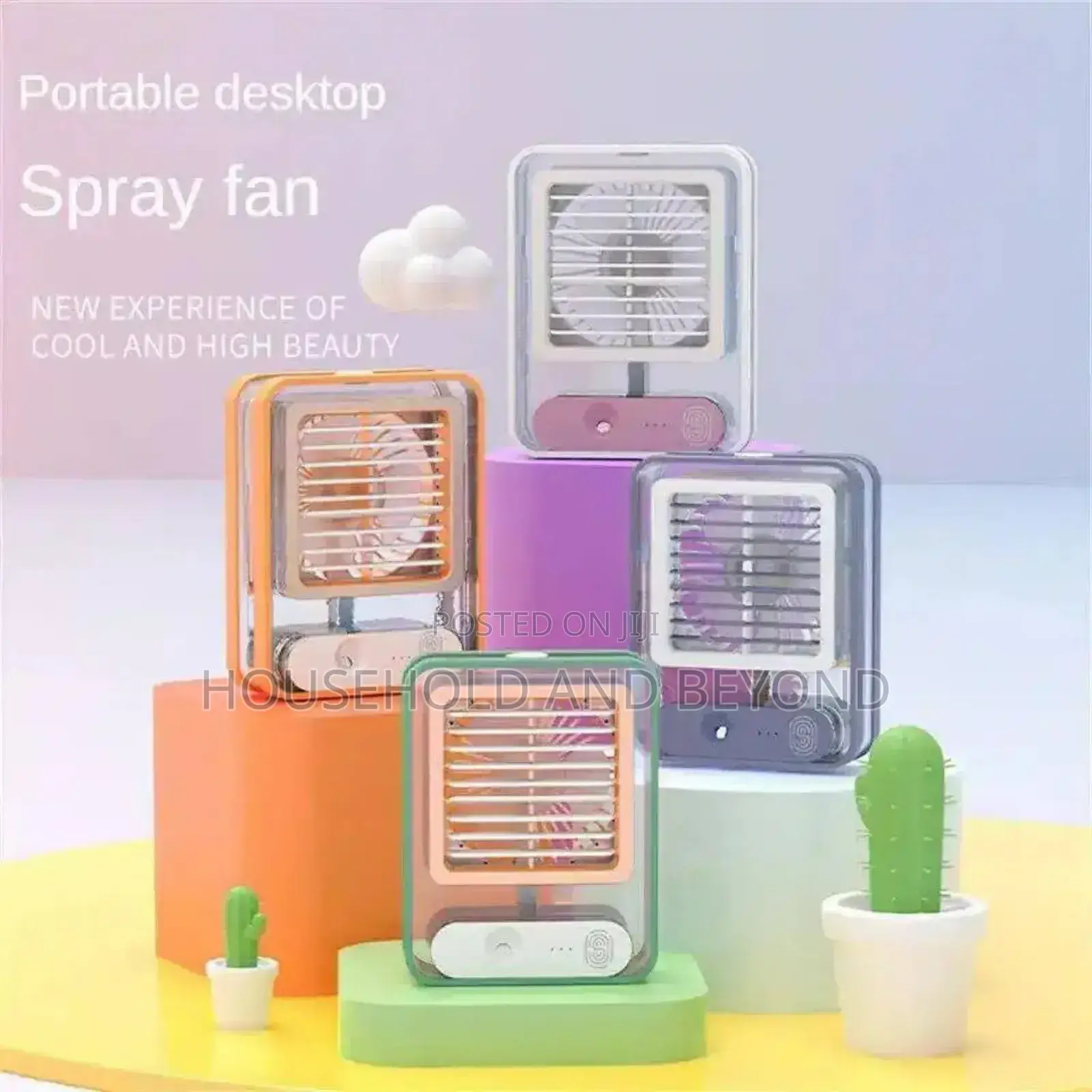 Rechargeable Water Spraying Fan With Led Light