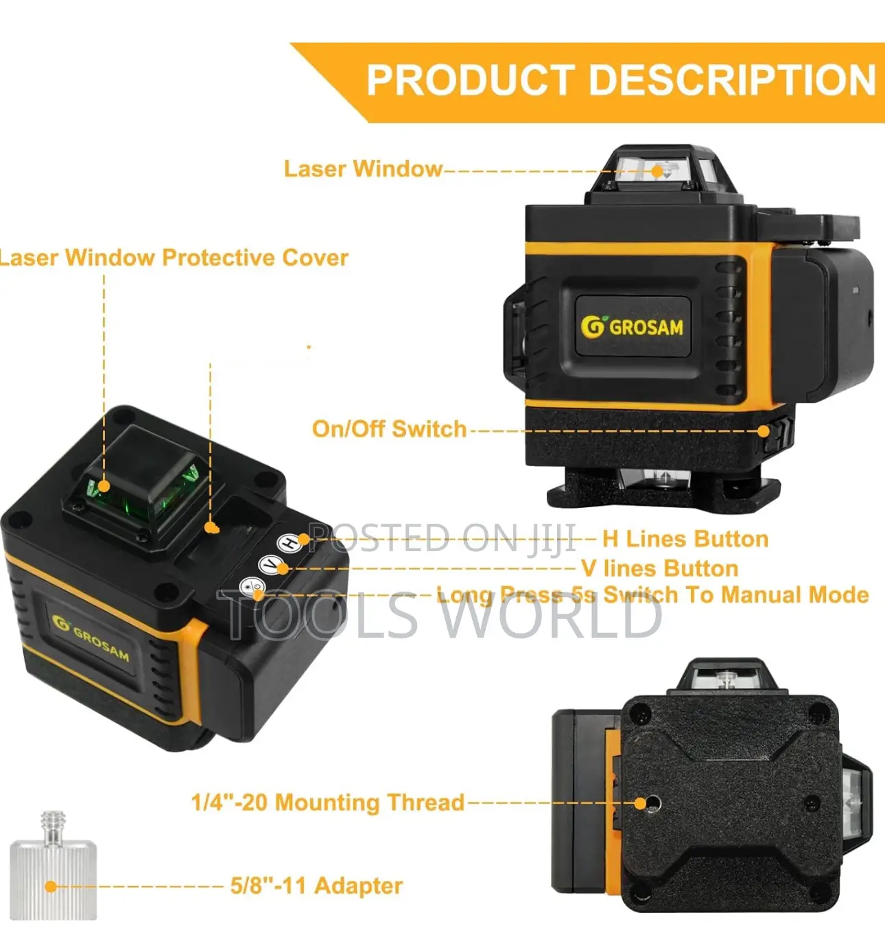 Krted 16 Lines 4d Green Laser Level – With 1.5m Tripod Stand