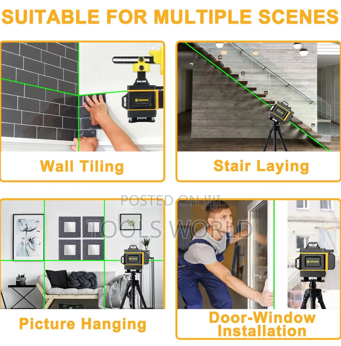 Krted 16 Lines 4d Green Laser Level – With 1.5m Tripod Stand
