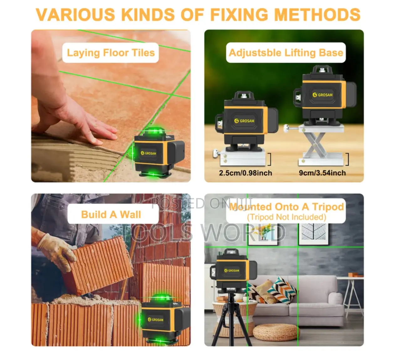 Krted 16 Lines 4d Green Laser Level – With 1.5m Tripod Stand