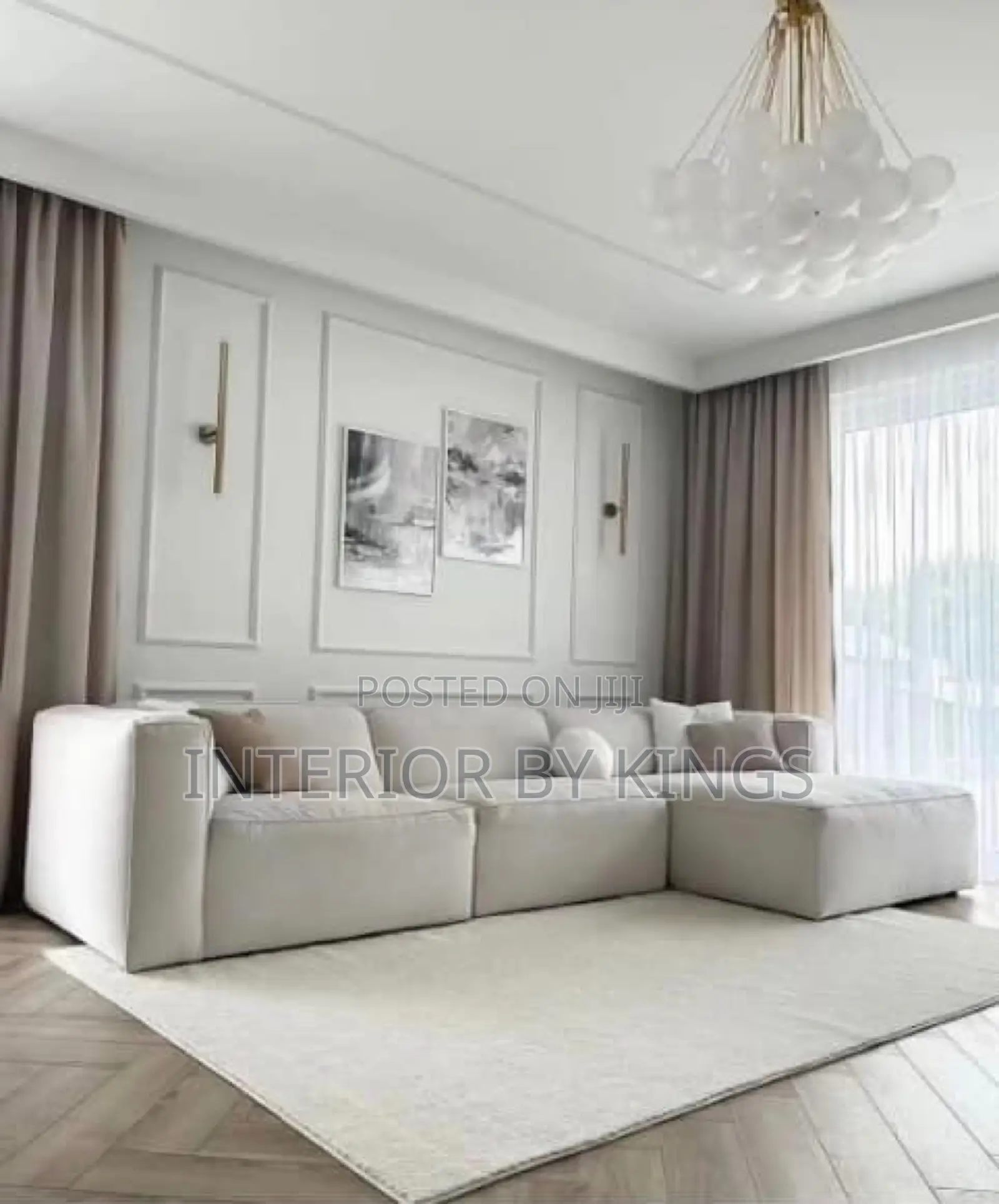L-Shaped Fabric Sofa Modern Minimalist Design