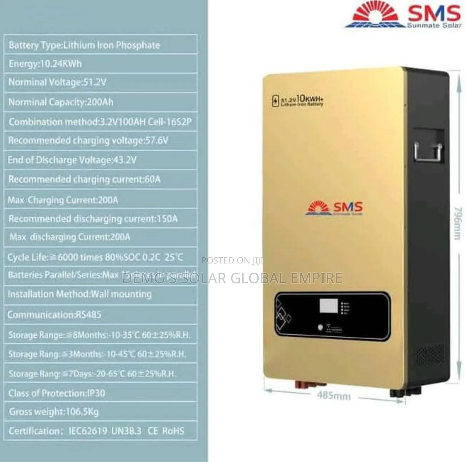 10kwh Lithium Battery SMS