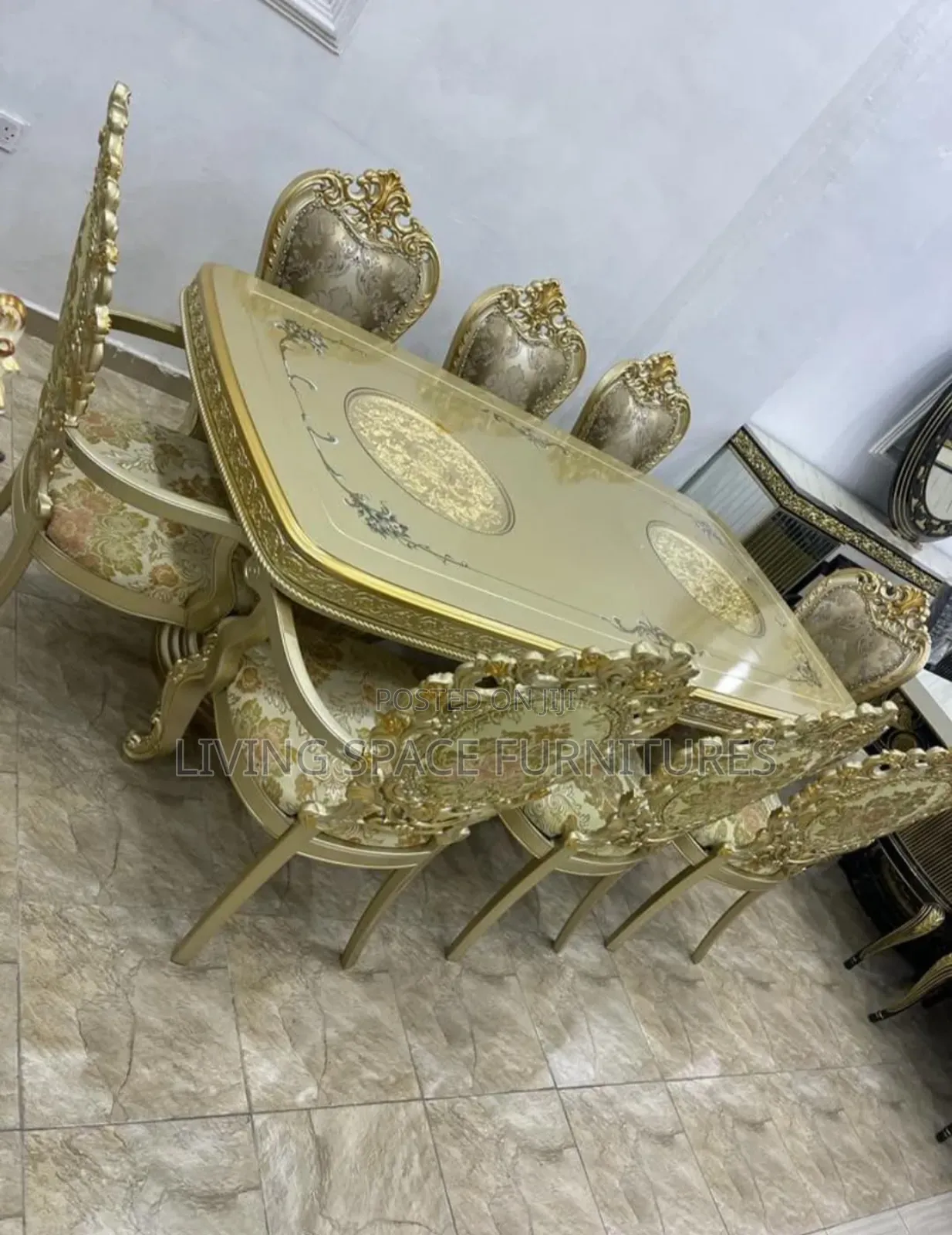 Standard Executive Royal Dining Table With 8 Fabric Chairs