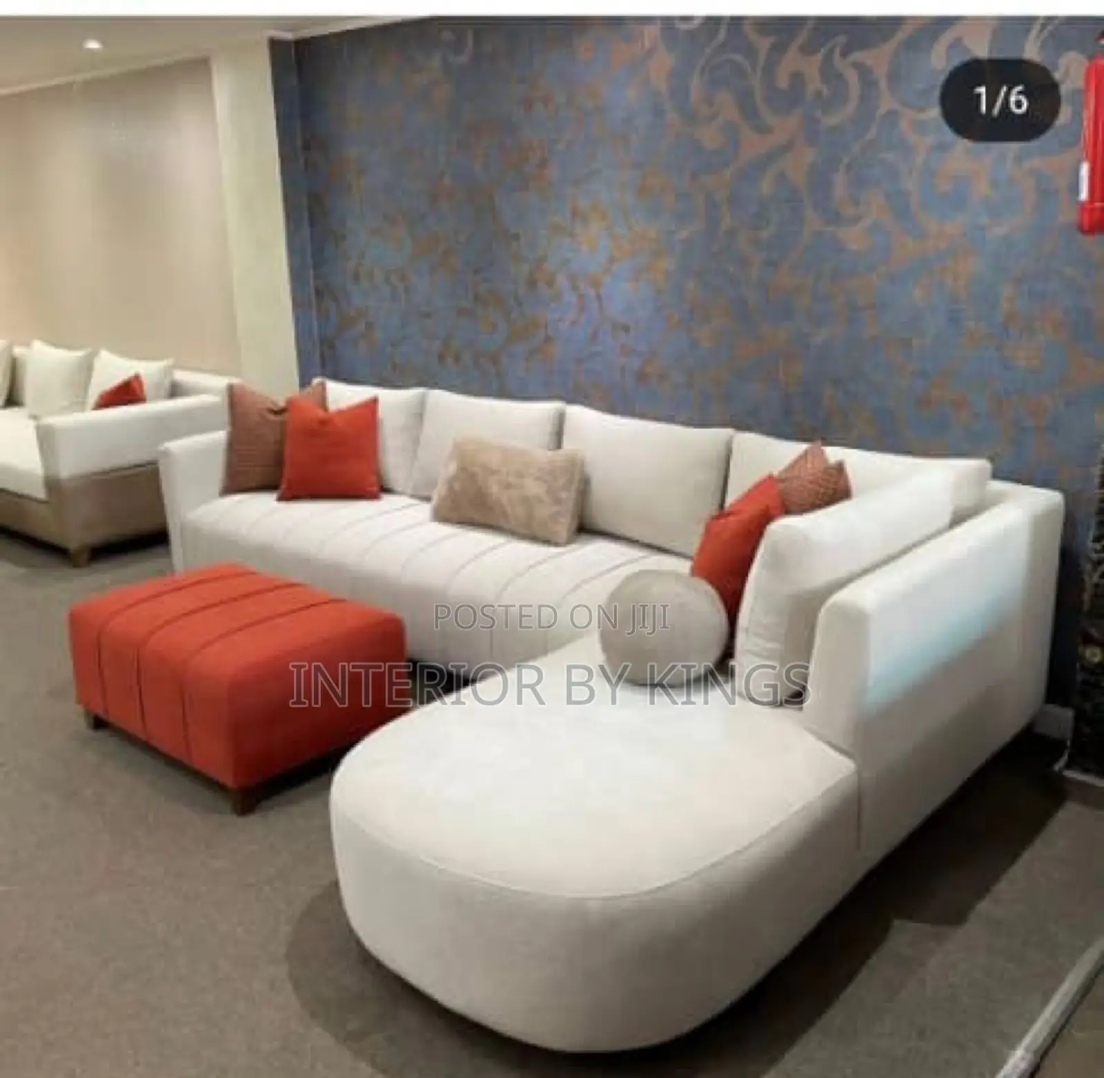 L-Shaped Fabric Sofa+ Center Ottoman Can Come in Colors