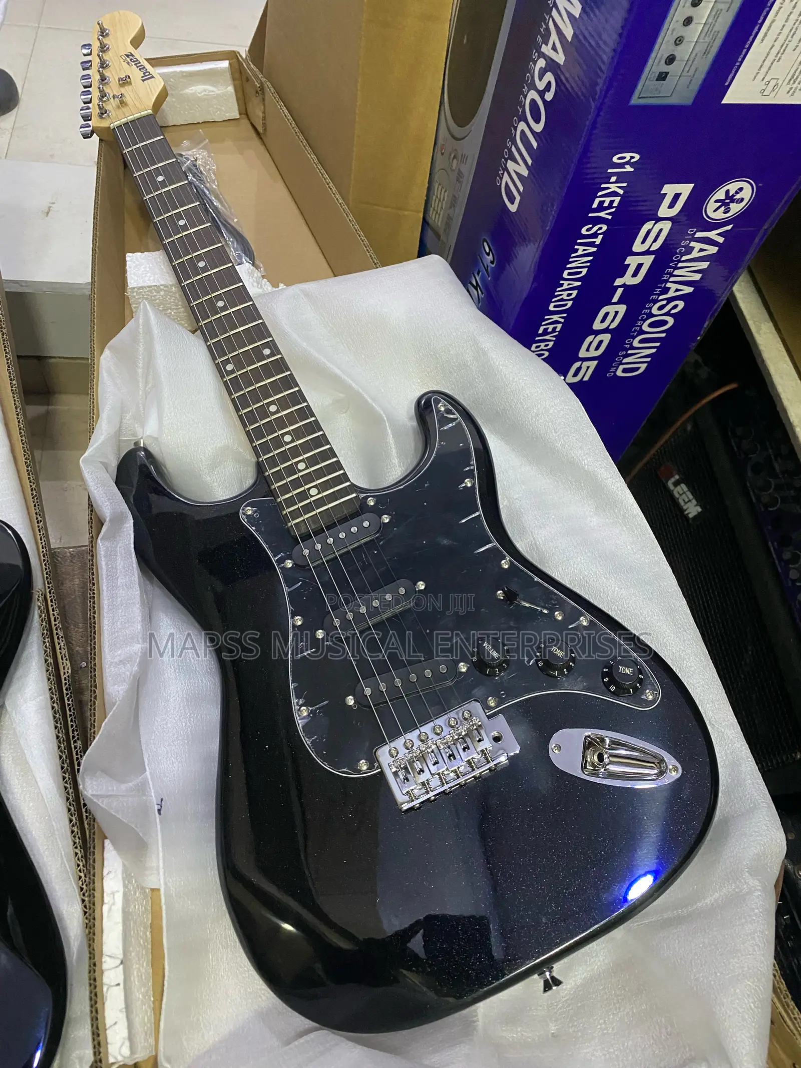 Ibanez Black Squier Stratocaster Electric Guitar
