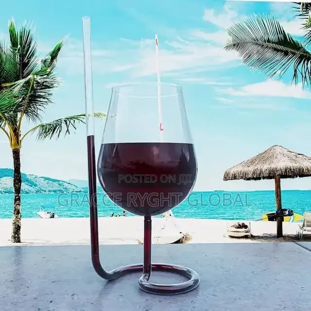 Wine Glass With in Built Straw Cocktail Glass