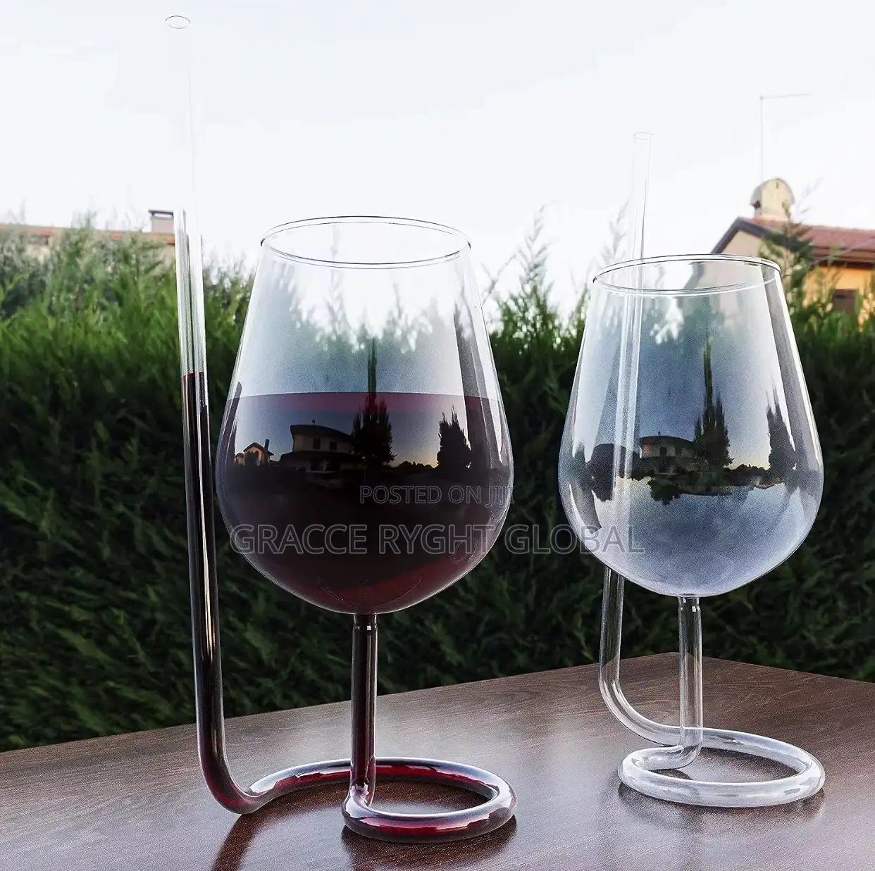 Wine Glass With in Built Straw Cocktail Glass