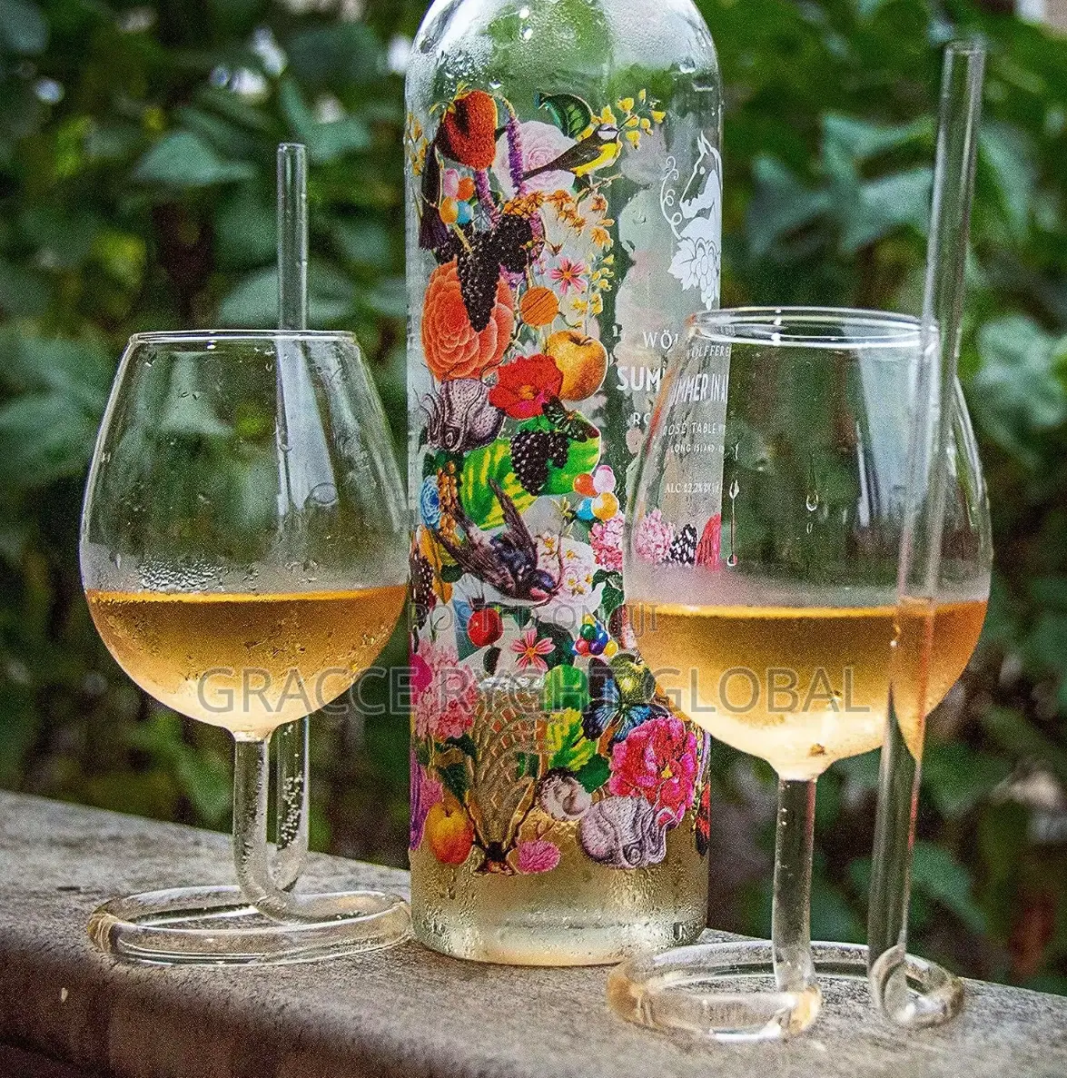 Wine Glass With in Built Straw Cocktail Glass