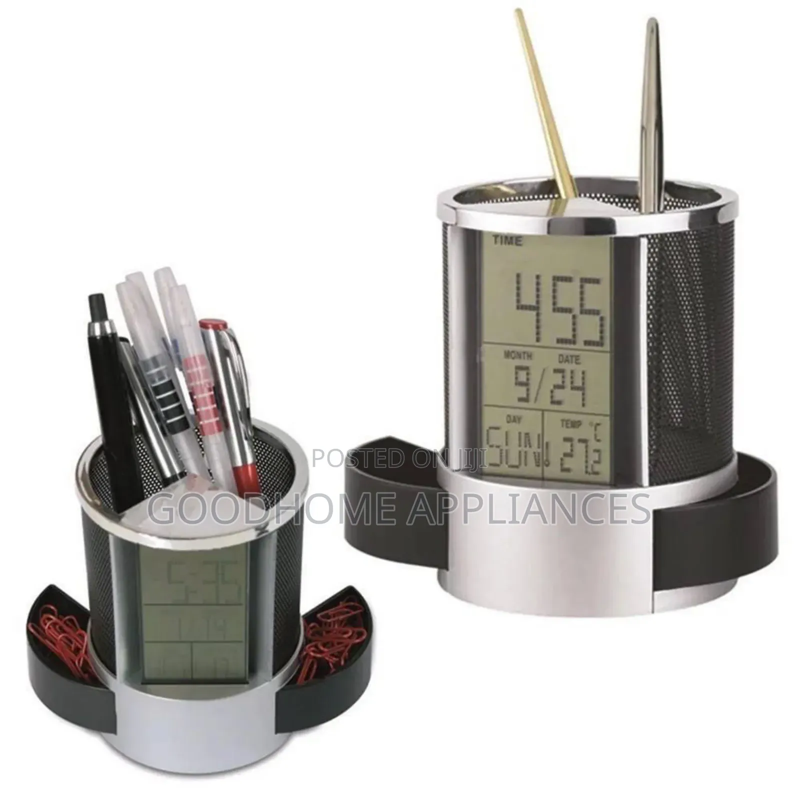 Multifunctional Pen Holder With Clock