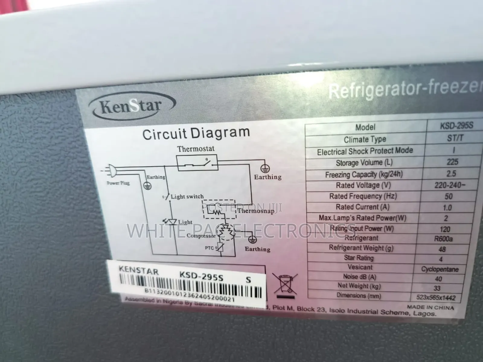 Original New Kenstar 265 L Fridge / Freezer Energy Saving