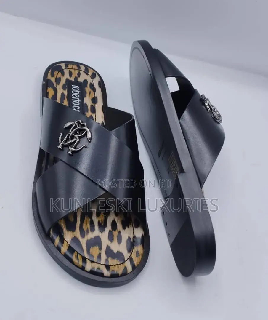 Original Roberto Cavalli Italian Leather Slippers Collection