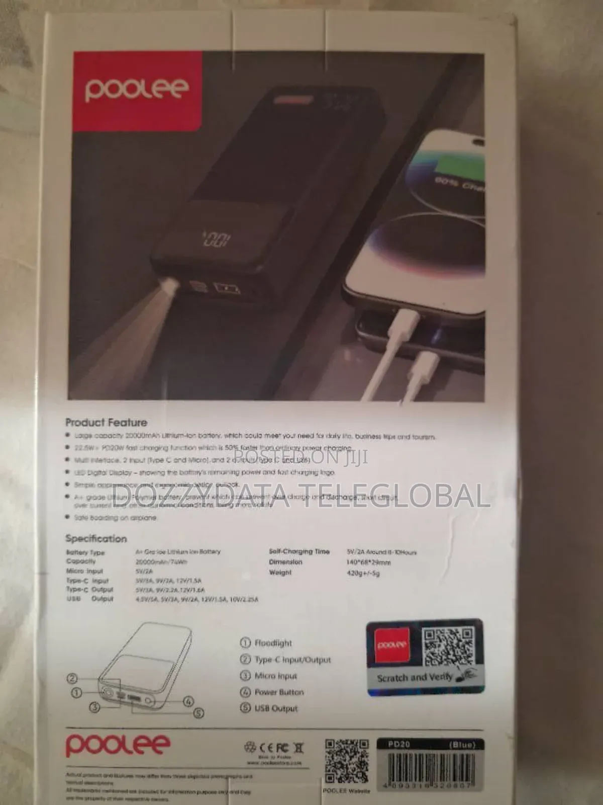 Poolee 20000mah 22.5w Digital Display