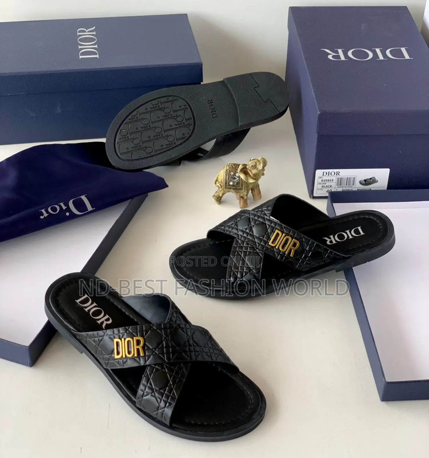 Dior Leather Black Slippers