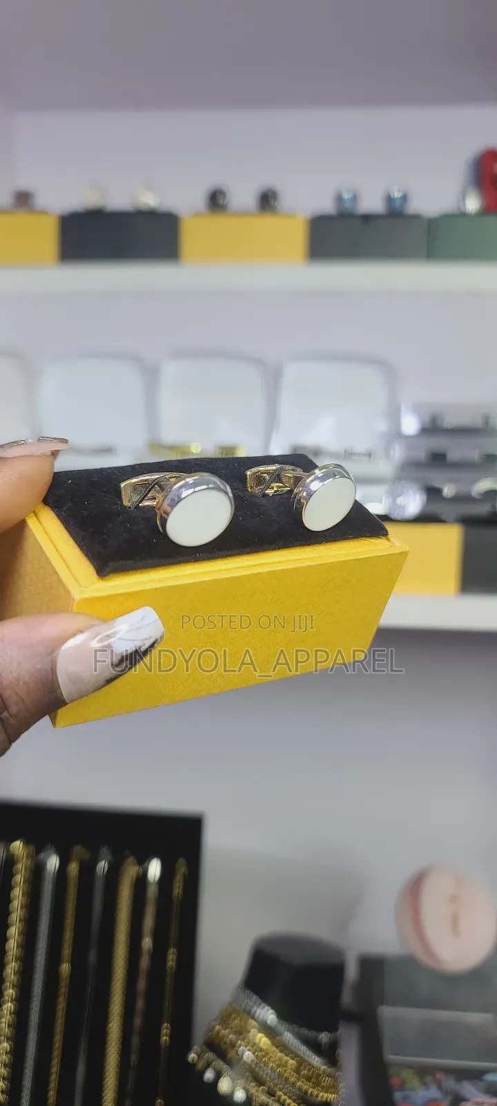 White and Gold Mix Cufflinks