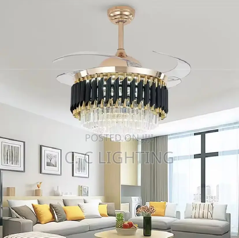 Crystal Ceiling Fan With Light Chandelier Remote Control