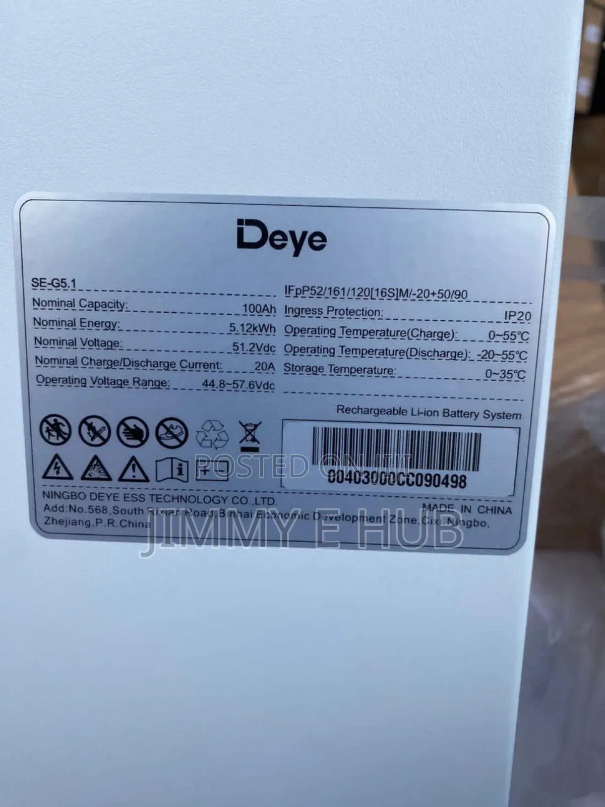 Deye 5.12kw Low Voltage Lithium Battery