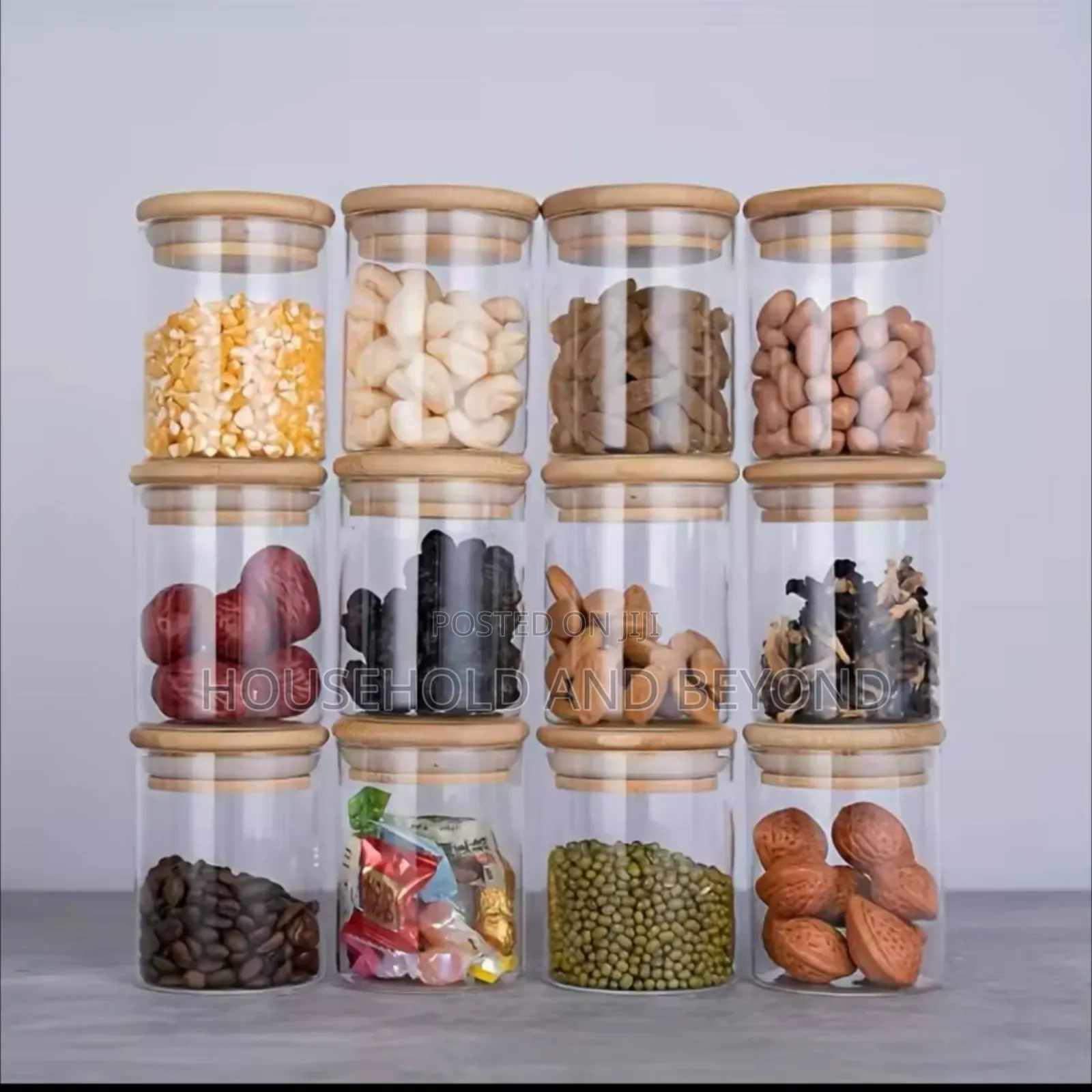 12pcs Glass Spice Jars With Bamboo Lid