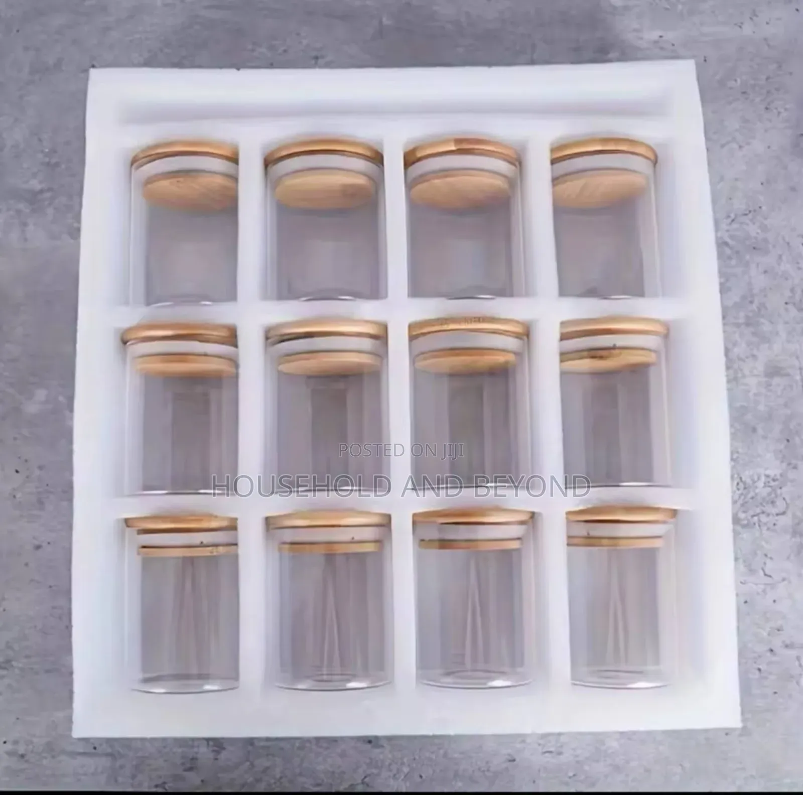 12pcs Glass Spice Jars With Bamboo Lid