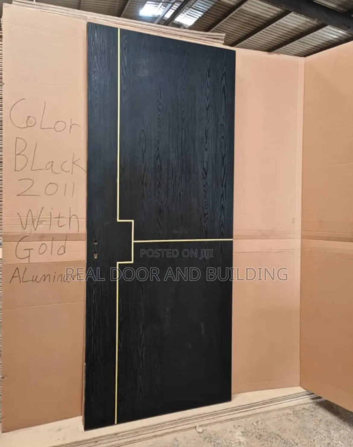 HDF Black With Gold Wooden Door.