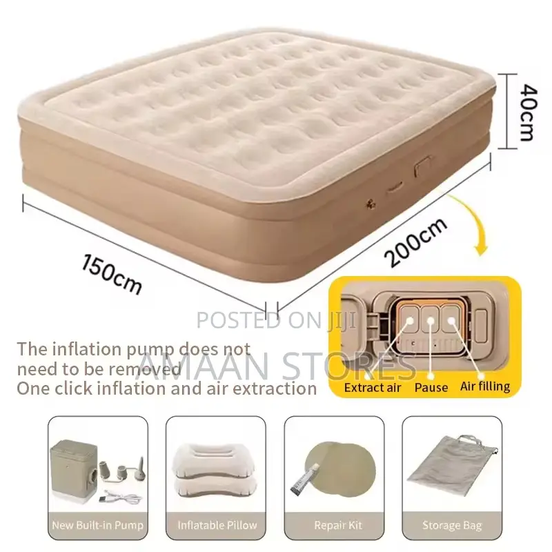 Inflatable Bed With Built-in Electric Pump - Double Size