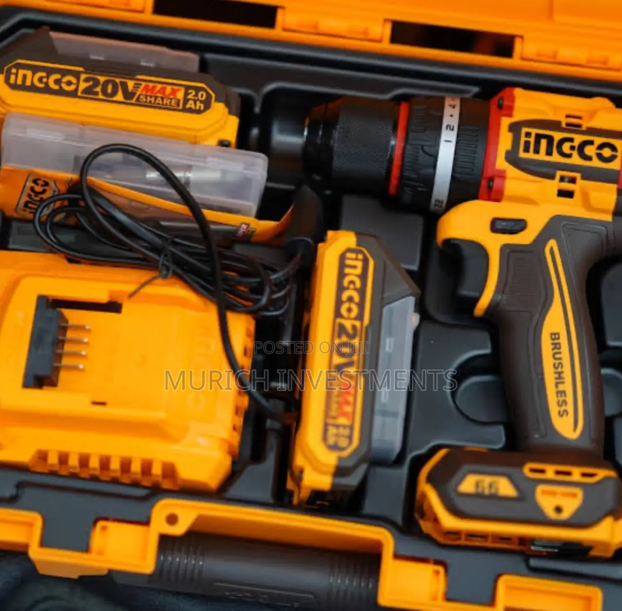 Cordless 20v Lithium-Ion Impact Drill 66nm Brushless Kit