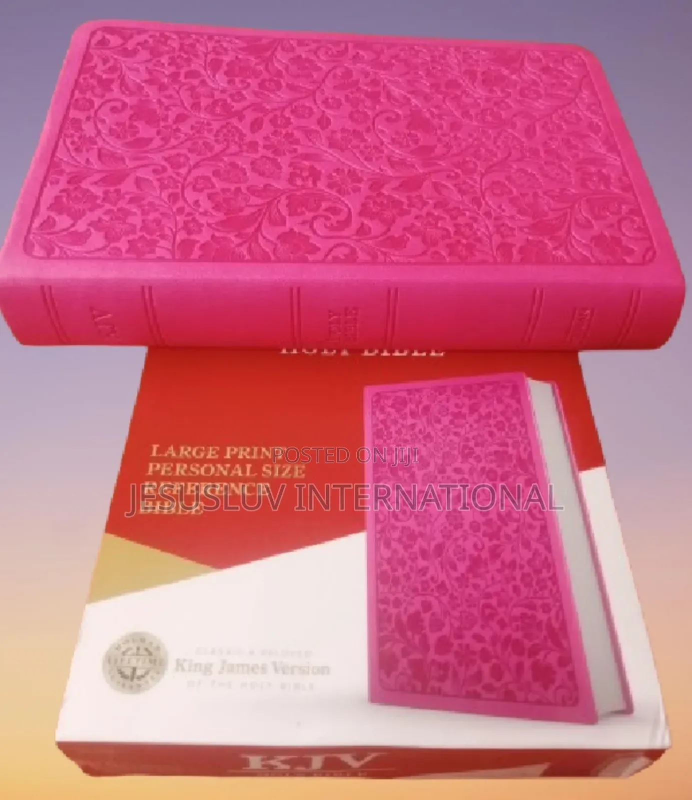 KJV Large Print Personal Size Reference Bible, Pink Leather