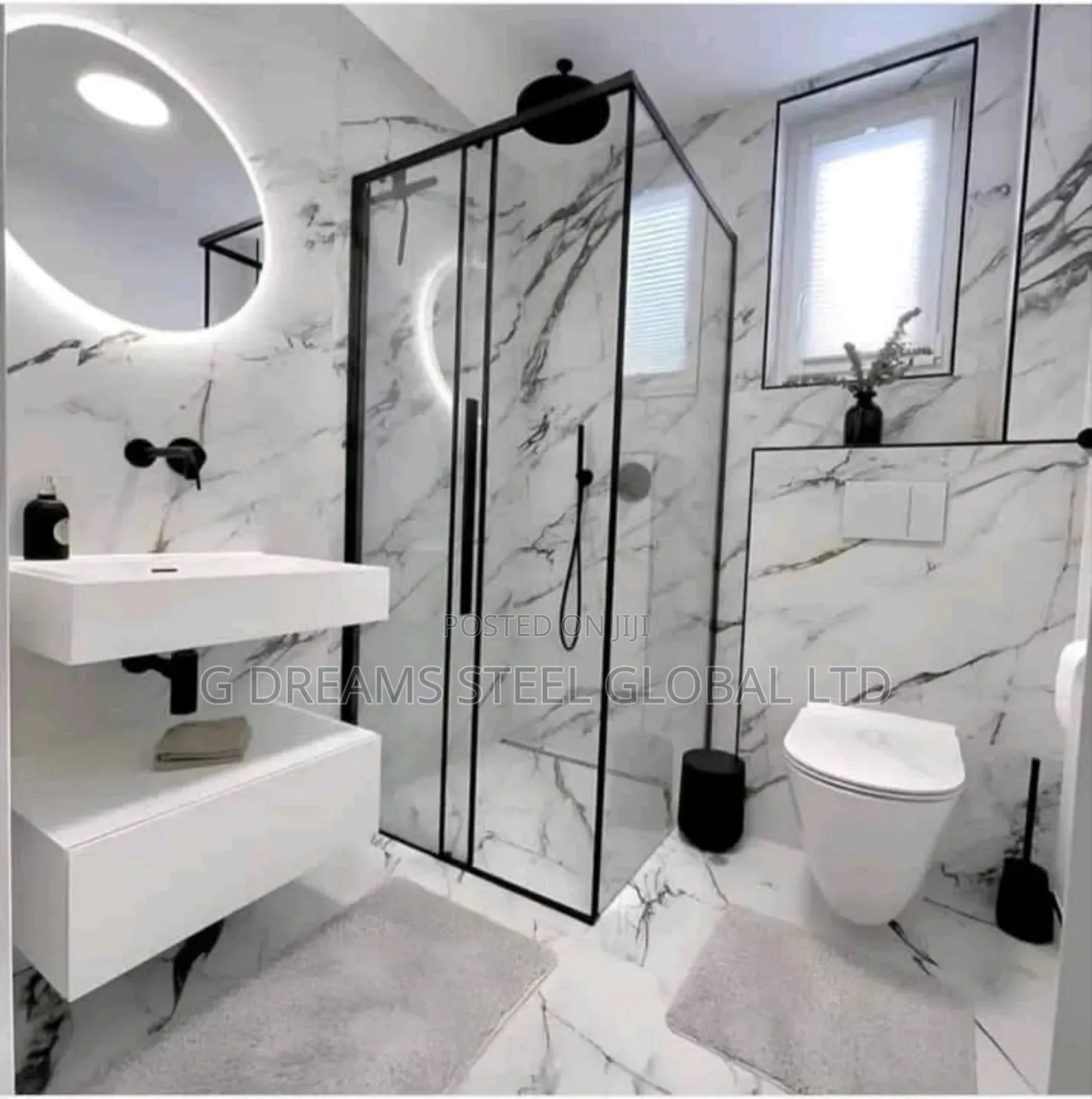White Cubicle Shower Glass