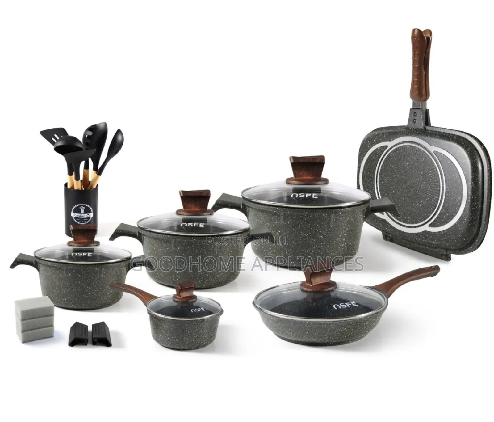 Quality Granite Cookware Set With Silicon Spoon Set