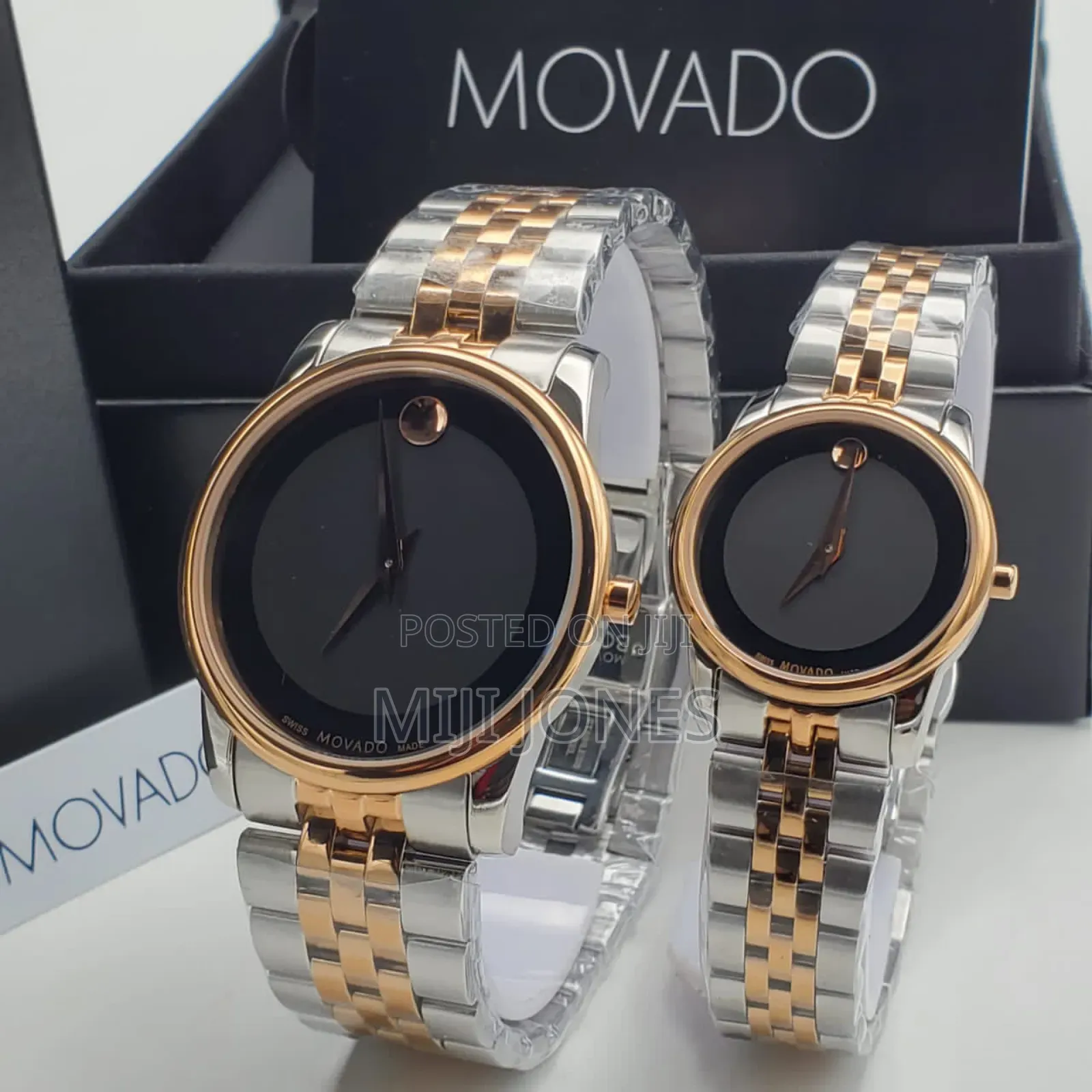 "Movado Inspired Two-Tone Couples Chain Watch