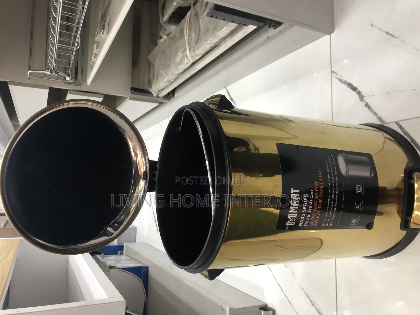12l Gold Waste Bin Bucket for Bathroom