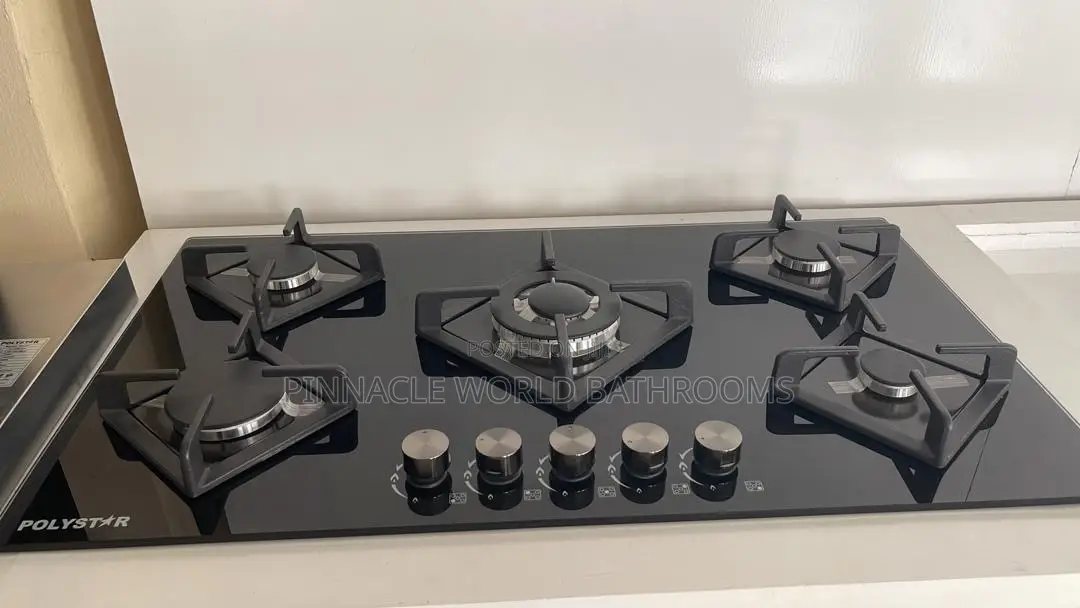 Polystar 5 Burner Inbuilt Gashob With 8mm Real Thickness