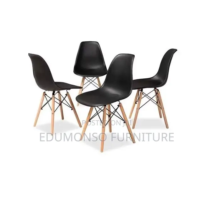XCR Dinning Plastic Chair With Wooden Leg- Set of 4