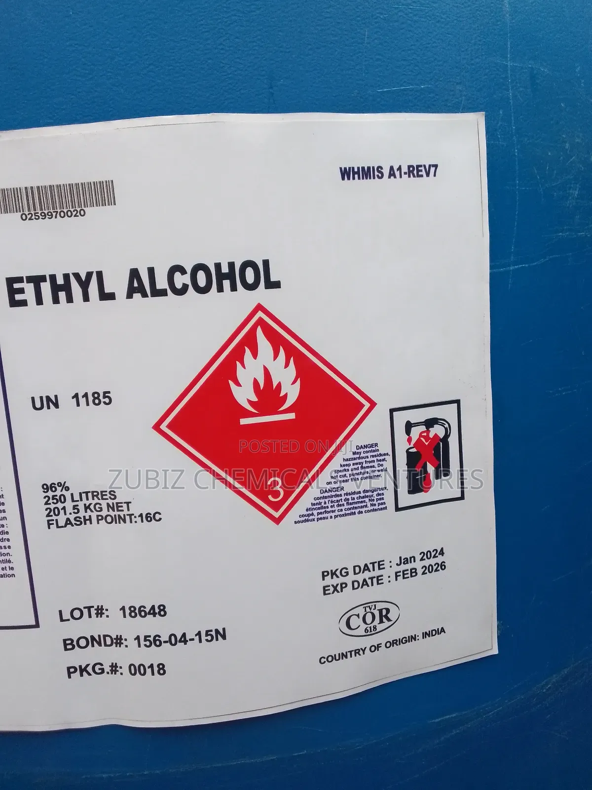 Ethyl Alcohol 250kg