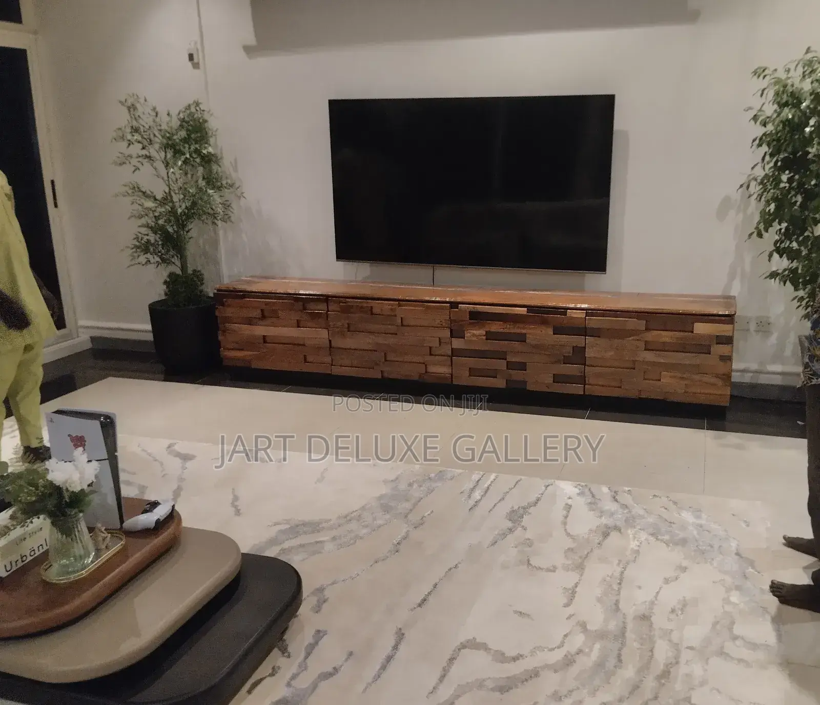 Classic Wooden Tv Console With Epoxy Design