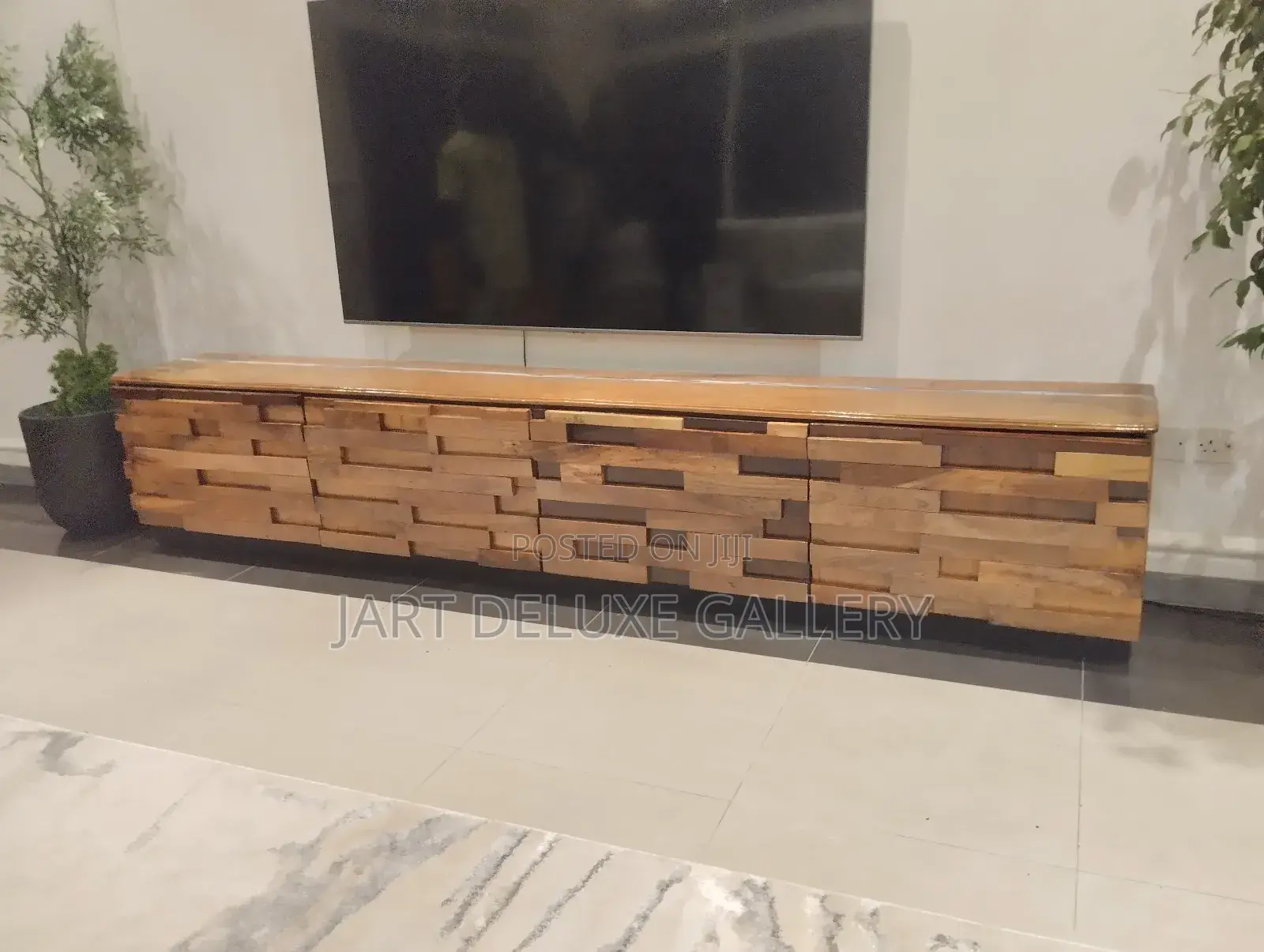 Stylish Wooden Tv Console With Epoxy Design