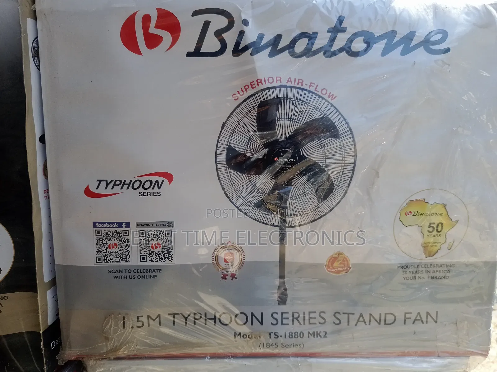 18" Binatone Typhoon Series Stand Fan Ts-1880