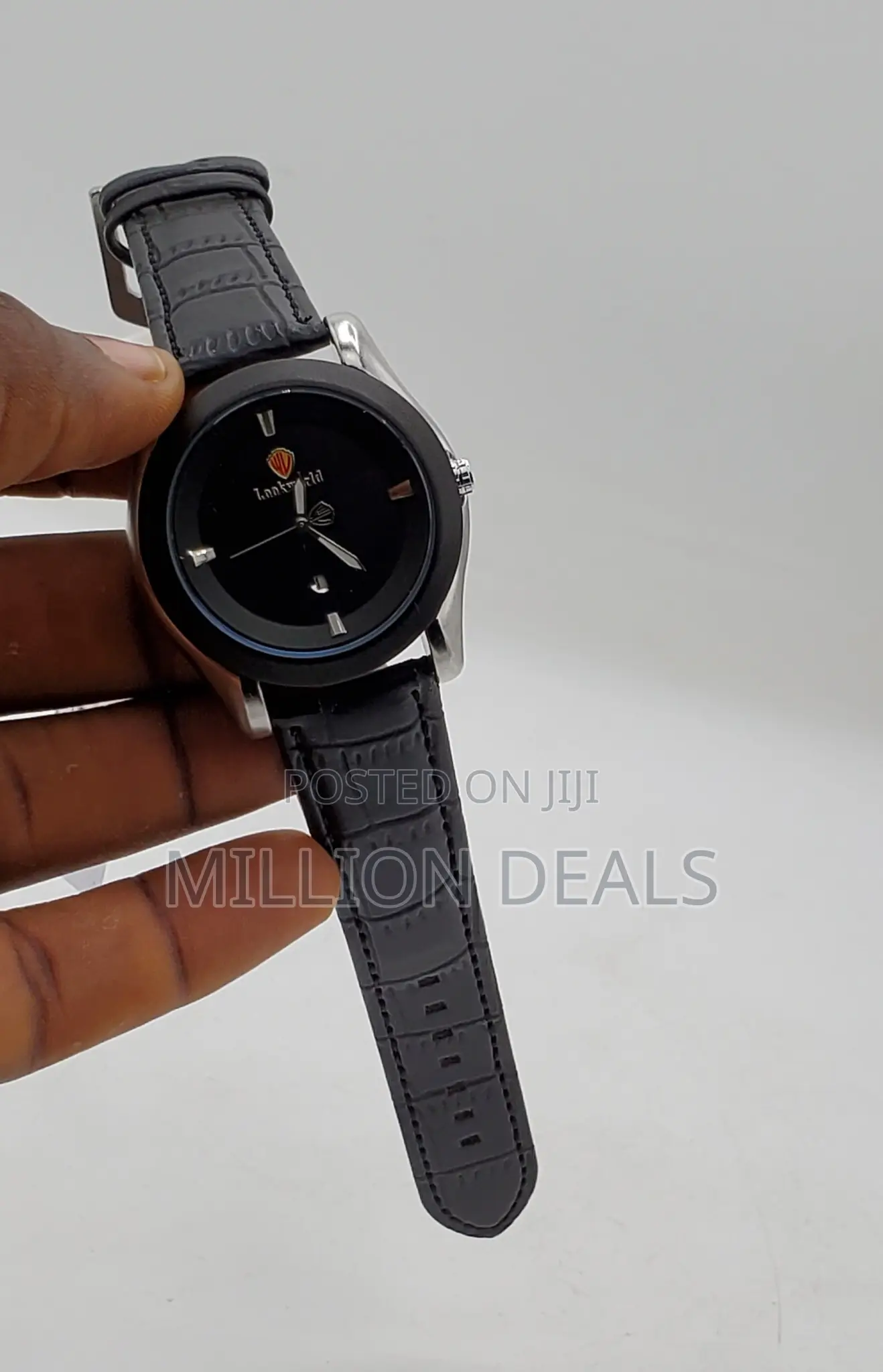 Black Leather Strap Women's Wrist Watch
