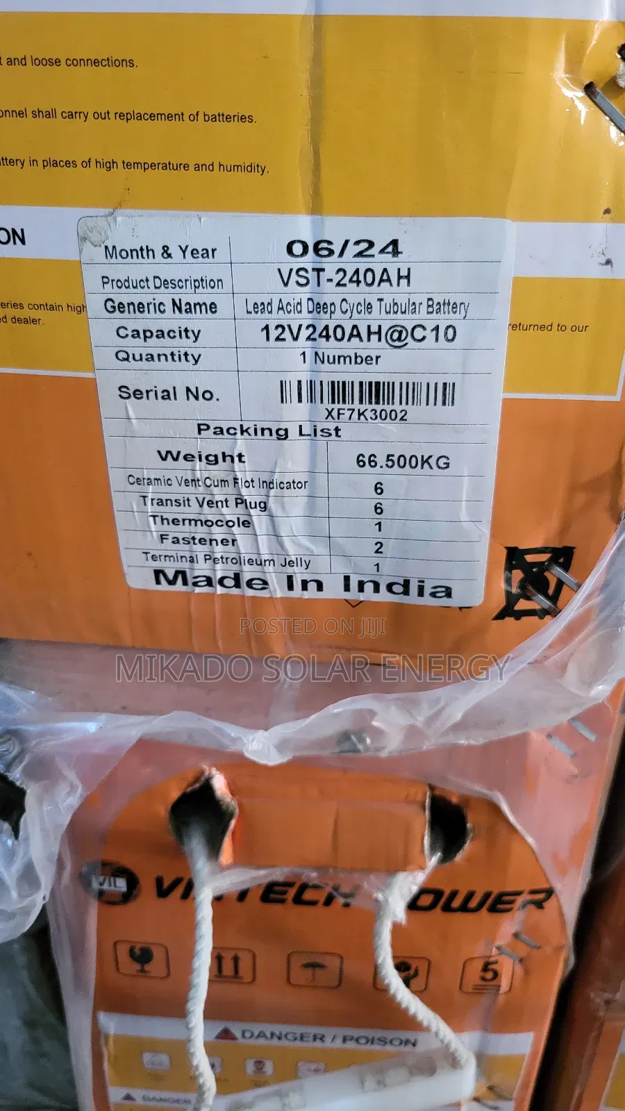 240ah 12v Vintech Power Tubular Battery